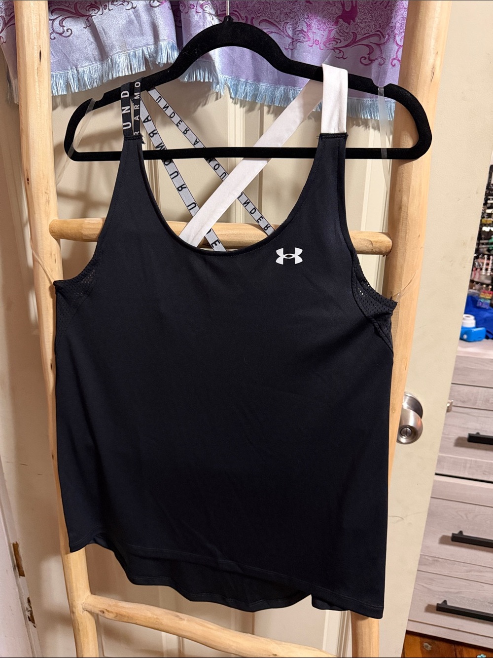 Under Armour Black Tank with White Strappy Back